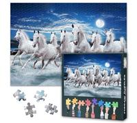 Jigsaw Puzzle 1000 Pieces Moon Running Horse Fantasy Art Sea View Landscape Trippy Wall Decor for Adults Challenging Puzzle Game Contemporary Animal Painting 27.5 x 19.7 Inches