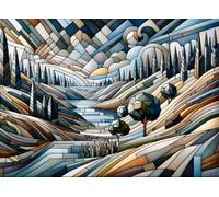 Jigsaw Puzzle 1000 Pieces Mosaic Landscape, Premium Jigsaws 1000 pieces for Adults & Teens, Precision Fit Thick Board, for for Men & Women, Finished Size 75x50cm Trees