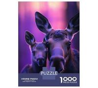 Jigsaw Puzzle 1000 Pieces Mother Moose And Calf Jigsaws for Adults Brain Teaser Game Improve Memory Deal As Gifts for The Whole Family 52x38cm/1000pcs
