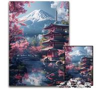 Jigsaw Puzzle 1000 Pieces Mount Fuji And The Temple Puzzles for Adults Relaxing Entertainment, Home Decor 50x75CM/19.68x29.52inch