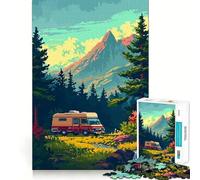 Jigsaw Puzzle 1000 Pieces Mountain Camp Pixel Art Accurate Joint Fun Mind Exercise Toy Peace Time Play Christmas Art Piece (38x26cm)