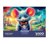 Jigsaw Puzzle 1000 Pieces Mouse with Bow Tie in Fantasy Land Puzzles 70x50cm/1000pcs Toy for Adults And Kids Stress Reliever Educational Games DIY Cardboard