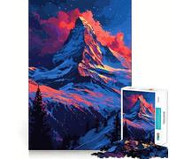 Jigsaw Puzzle 1000 Pieces Mt Matterhorn Pixel Art Accurate Joint Fun Mind Exercise Toy Peace Time Play Christmas Art Piece (38x26cm)