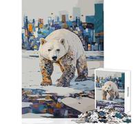 Jigsaw Puzzle 1000 Pieces My Habitat Polar Bear in Cityscape Adult Jigsaw Puzzles Difficult Challenge Wishlist with Santa Claus Gifts for Friends And Family (38x52cm)