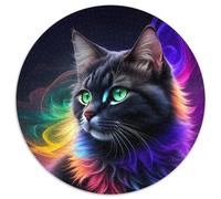 Jigsaw Puzzle 1000 Pieces Mystical Black Cat Cardboard Jigsaw Puzzles for Adults Challenging Brain Teaser for Teenagers, Family Game Night Fun 67.5x67.5cm