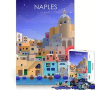 Jigsaw Puzzle 1000 Pieces Napels Italy Travel Poster Accurate Joint Fun Mind Exercise Toy Peace Time Play Christmas Art Piece (38x26cm)