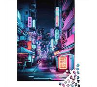 Jigsaw Puzzle 1000 Pieces Neon City Night Scene Jigsaw 52x38cm/1000pcs Gift For Kids Challenging Creative Educational Games DIY Cardboard