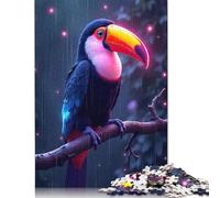 Jigsaw Puzzle 1000 Pieces Neon Glowing Toucan in The Rain Square Puzzles for Adults And Paper Puzzles Home Decoration Puzzle Toys 38x26cm/1000pcs