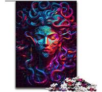 Jigsaw Puzzle 1000 Pieces Neon Medusa Wooden Jigsaw Puzzles for Adults size 50x75cm Ideal DIY Decor & Brain Teaser Gift