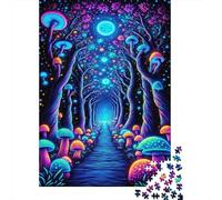 Jigsaw Puzzle 1000 Pieces Neon Mushroom Forest Jigsaw 52x38cm/1000pcs Gift For Kids Stress Reliever Family Game DIY Cardboard