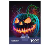 Jigsaw Puzzle 1000 Pieces Neon Pumpkin Jigsaws for Adults Brain Teaser Game Improve Memory Deal As Gifts for The Whole Family 52x38cm/1000pcs
