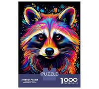 Jigsaw Puzzle 1000 Pieces Neon Raccoon Jigsaws for Adults Brain Teaser Game Improve Memory Deal As Gifts for The Whole Family 38x26cm/1000pcs