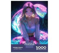 Jigsaw Puzzle 1000 Pieces Neon Snake Girl Jigsaws for Adults Brain Teaser Game Improve Memory Deal As Gifts for The Whole Family 70x50cm/1000pcs