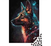 Jigsaw Puzzle 1000 Pieces Neon Wolf Portrait Puzzles 70x50cm/1000pcs Toy for Adults And Kids Challenging Creative Family Game DIY Cardboard