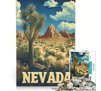 Jigsaw Puzzle 1000 Pieces Nevada Wilderness Joshua Tree Desert Travel Poster Brain Teaser Game Difficult Challenge Gifts for Friends And Family 38x26cm