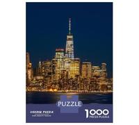 Jigsaw Puzzle 1000 Pieces New York City Skyline at Night Jigsaws for Adults Brain Teaser Game Improve Memory Deal As Gifts for The Whole Family 38x26cm/1000pcs