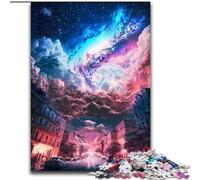 Jigsaw Puzzle 1000 Pieces Night Dream City Galaxy Made of Wood, Fun Activity for at Home 50x75cm Brain Teaser Game for Teenagers, Perfect