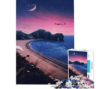 Jigsaw Puzzle 1000 Pieces Night Flight Over The Coast Relaxing Games Addictive Toys to Cultivate Patience Great Gifts And Toys Suitable for Couples (Size 75x50cm)