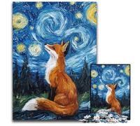 Jigsaw Puzzle 1000 Pieces Night Sky Fox Wooden Puzzles for Teenagers, Couples, And Friends for Birthdays, Christmas 50X75CM