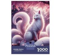 Jigsaw Puzzle 1000 Pieces Ninetail White Kitsune Jigsaws for Adults Brain Teaser Game Improve Memory Deal As Gifts for The Whole Family 52x38cm/1000pcs