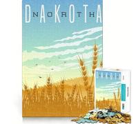 Jigsaw Puzzle 1000 Pieces North Dakota Wheat Field Precise Cut Art Cognitive Fun Play Leisure Time Fun Xmas Scene Art (50x75cm)