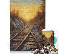 Jigsaw Puzzle 1000 Pieces Old Railroad Tracks Practical Game Difficult Hard Unique Gifts for Birthday And Christmas 38x26cm