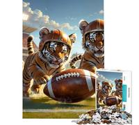Jigsaw Puzzle 1000 Pieces Old School Football Tiger Cubs Style Brain Intelligence Challenge Addictive Toys Impossible Game Stress Reliever Gifts Ideas (Size 38x52cm)