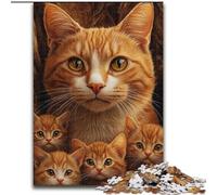 Jigsaw Puzzle 1000 Pieces Orange Cat Family Made of cardboard, Fun Activity for at Home size 38x26CM Brain Teaser Game for Teenagers, Perfect