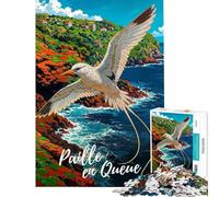 Jigsaw Puzzle 1000 Pieces Paille En Queue Bird Over Coastline Jigsaw Puzzles for Adults Hand Speed Race Difficult And Challenge for Is Ideal As A Gifts (Size 50x75cm)