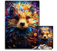 Jigsaw Puzzle 1000 Pieces Painting Colorful Hedgehog Puzzles for Adults Relax & Challenge Colorful Home Decor Art for Friends 1000 PCS(75x50cm)