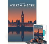 Jigsaw Puzzle 1000 Pieces Palace of Westminster Precise Cut Art Cognitive Fun Play Leisure Time Fun Xmas Scene Art (38x52cm)