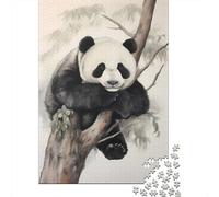 Jigsaw Puzzle 1000 Pieces Panda Climbing Tree-Nature Wildlife Illustration Puzzles 38x26cm/1000pcs Toy for Adults And Kids Stress Reliever Family Game DIY Cardboard