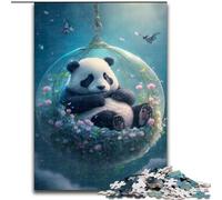 Jigsaw Puzzle 1000 Pieces Panda Naptime Made of Wood, Unique DIY Home Decor Gift Idea 50x75cm for Teenager & Families, Perfect DIY Decor & Brain-Teasing Challenge
