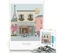 Jigsaw Puzzle 1000 Pieces Parisian Street Scene Precise Cut Art Cognitive Fun Play Leisure Time Fun Xmas Scene Art (50x75cm)