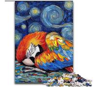 Jigsaw Puzzle 1000 Pieces Parrot Night Sky Made of Wood, Unique DIY Home Decor Gift Idea 50x75cm for Teenager & Families, Perfect DIY Decor & Brain-Teasing Challenge