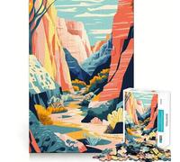 Jigsaw Puzzle 1000 Pieces Pastel Sedona Canyon Landscape Minimalist Art Illustration Accurate Joint Fun Mind Exercise Toy Peace Time Play Christmas Art Piece (38x26cm)