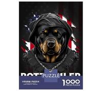 Jigsaw Puzzle 1000 Pieces Patriotic Rottweiler USA Jigsaws for Adults Brain Teaser Game Improve Memory Deal As Gifts for The Whole Family 38x26cm/1000pcs