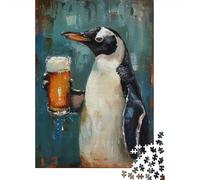 Jigsaw Puzzle 1000 Pieces Penguin Drinking Beer Jigsaw 52x38cm/1000pcs Gift For Kids Challenging Creative Educational Games DIY Cardboard