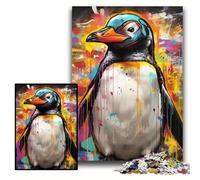 Jigsaw Puzzle 1000 Pieces Penguin Graffiti Challenging Puzzles Size 26x38cm Intricate Design for Teenagers, DIY Decor, And Brain-Boosting Fun