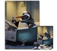 Jigsaw Puzzle 1000 Pieces Penguin Reading Newspaper Challenging Puzzles Perfect for Teenagers & Collectors, Ideal Home Decor & Travel Gift 26X38CM/10.23x14.96inch