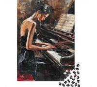 Jigsaw Puzzle 1000 Pieces Piano Playing Woman Puzzles 38x26cm/1000pcs Gift For Kids Stress Reliever Educational Games DIY Cardboard