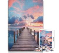 Jigsaw Puzzle 1000 Pieces Pier Sunset at The Sea Toys Educational Games Analysis And Logic Secret Santa Gifts Size 38x26cm