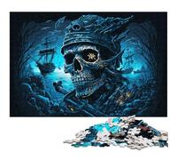 Jigsaw Puzzle 1000 Pieces Pirate Skeleton Difficult Puzzles for Adults Educational Activity for Cognitive Skills Cognitive Skill Improvement 50x75CM/19.68x29.52inch