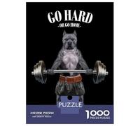 Jigsaw Puzzle 1000 Pieces Pit Bull Dog Weightlifting Jigsaws for Adults Brain Teaser Game Improve Memory Deal As Gifts for The Whole Family 52x38cm/1000pcs