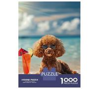 Jigsaw Puzzle 1000 Pieces Poodle Relax Beach Drink Puzzles for Adults Toy Wall Decor Hand Speed Race Deal As Gifts for The Whole Family 52x38cm/1000pcs
