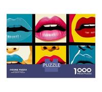 Jigsaw Puzzle 1000 Pieces Pop Art Lips Print Adult Jigsaw Puzzle Brain Teaser Game Staycation Kill Time Deal As Gifts for The Whole Family 52x38cm/1000pcs