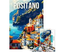 Jigsaw Puzzle 1000 Pieces Positano Italy Coastal Townscape Jigsaw Puzzles for Adults Hand Speed Race Difficult And Challenge for Is Ideal As A Gifts (Size 38x26cm)