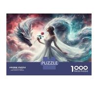 Jigsaw Puzzle 1000 Pieces PRINCESS AND EPIC DRAGON Jigsaws for Adults Brain Teaser Game Improve Memory Deal As Gifts for The Whole Family 52x38cm/1000pcs
