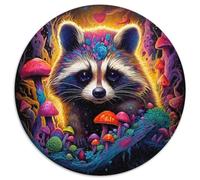 Jigsaw Puzzle 1000 Pieces Psychedelic Animal Raccoon Impossible Jigsaw Puzzles for Adults DIY Home Decor Brain Teaser Game for Teenagers (67.5x67.5cm)