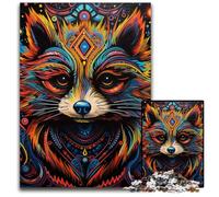 Jigsaw Puzzle 1000 Pieces Psychedelic Animal Raccoon Jigsaw Puzzles for Parents, Lovers, Friends - Age 14+ 26X38CM/10.23x14.96inch
